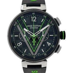 Louis Vuitton Tambour Automatic Chronograph Damier Graphite Black Lace Black